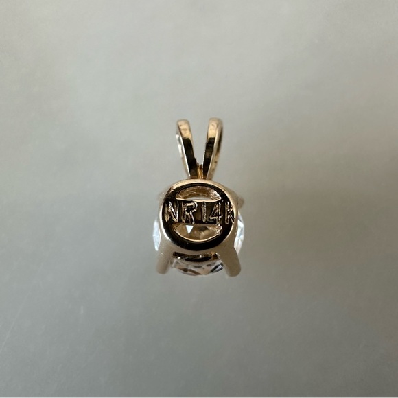 14k Solid Gold 6mm Brilliant Cut CZ Pendant - Picture 8 of 15